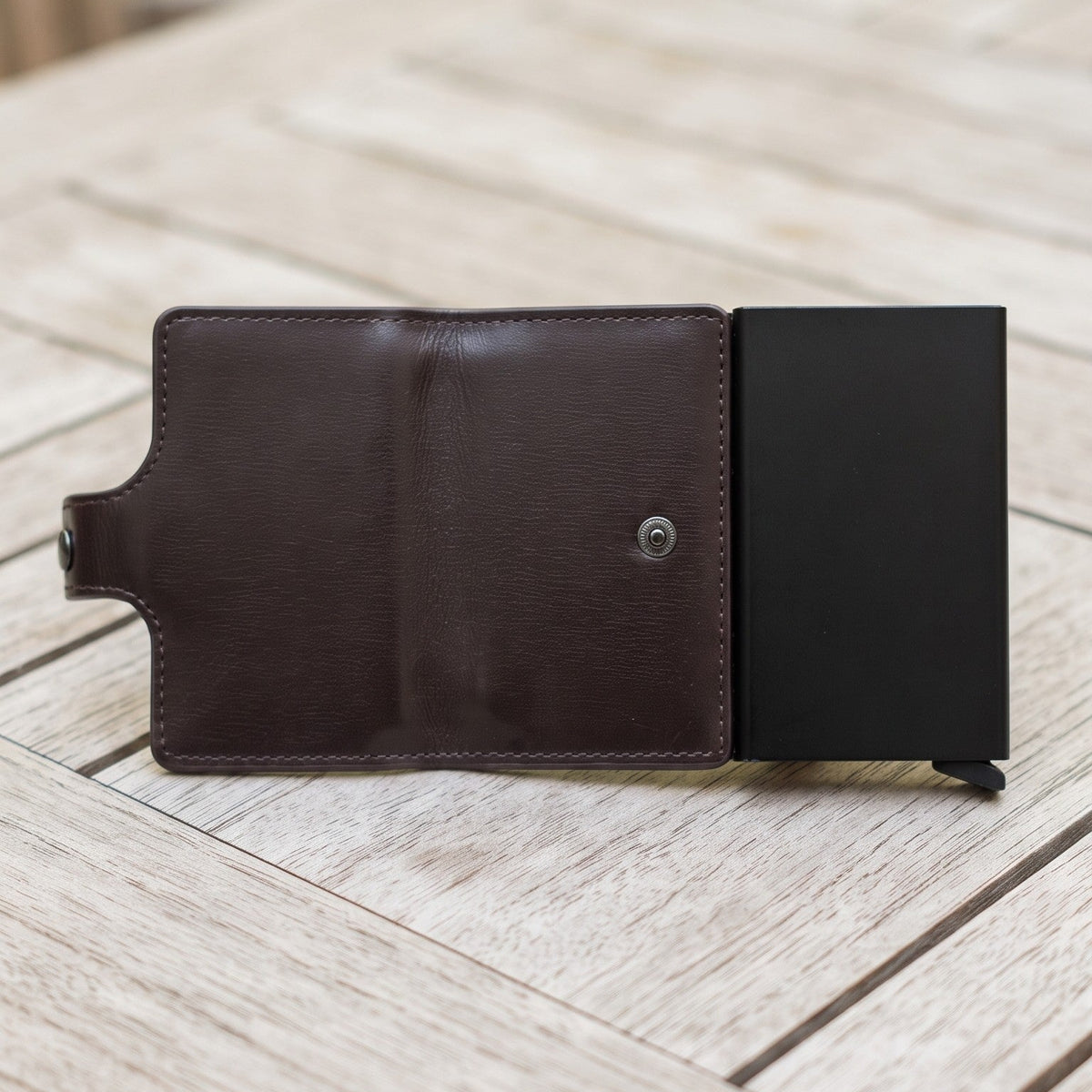 Compact RFID Protection Wallet – Push-Button Card Holder & Multiple Money Sections