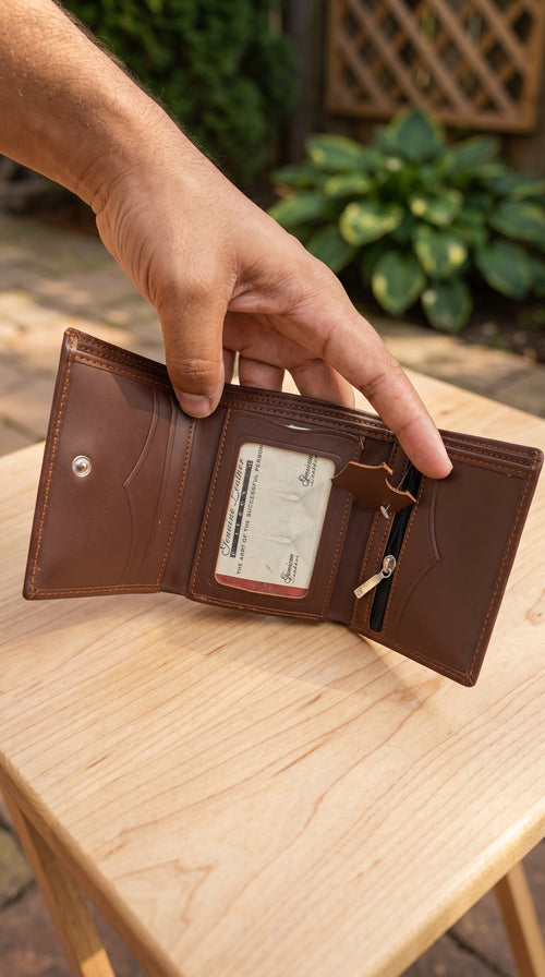 Three-Fold Genuine Cow Leather Wallet – Compact, Stylish & Durable